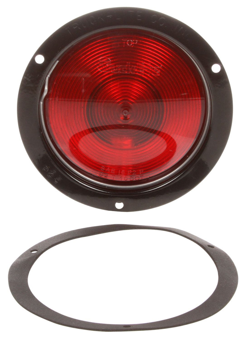 80 Series Red Incandescent 4" Round Stop/Turn/Tail Light, Hardwired & Black Flange Mount | Truck-Lite 80334R
