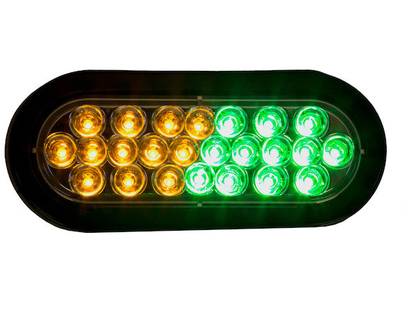Amber/Green 6" Oval Recessed LED Strobe Light With Quad Flash for Tow Trucks, Snow Plow Trucks, Semi Trucks, Box Trucks | SL66AG Buyers Products