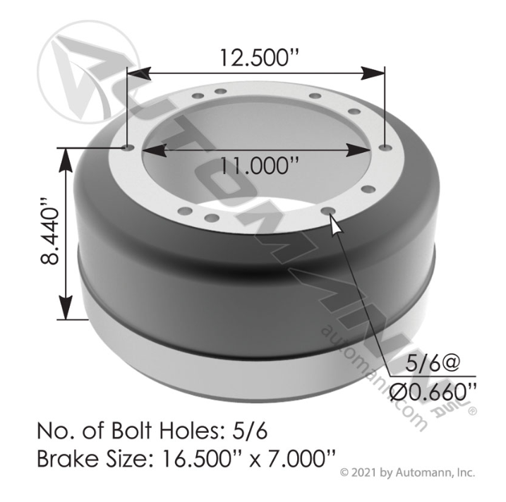 Brake Drum 16.500in X 7.000in | 151.6702 Automann