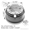 Brake Drum 16.500in X 8.625in | 151.68603BA Automann