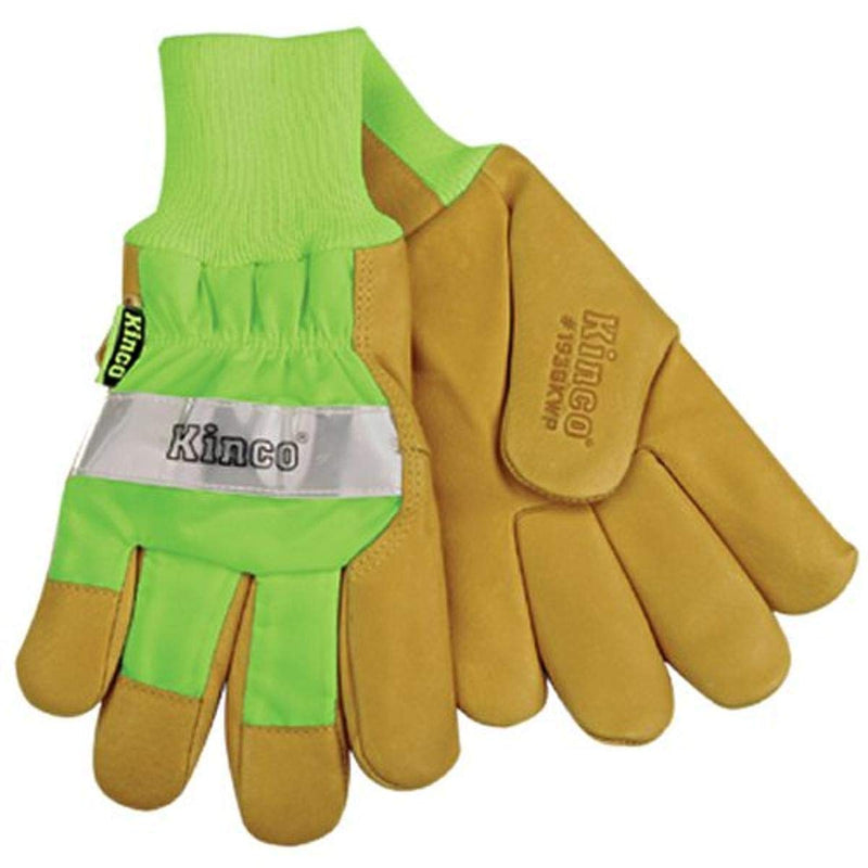 Hydroflector™ Lined Waterproof High Visibility Green Grain Pigskin Palm w/ Knit Wrist | 1939KWP Kinco