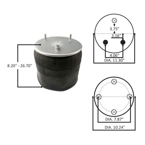 Rolling Lobe Air Spring with 11.3" Dia Top Plate | 1R14-164C Midwest