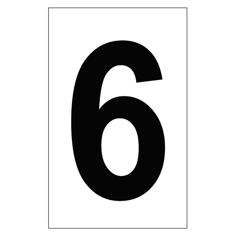 Individual 2" Vinyl Numbers - White, "6" (Six) | 2329 JJ Keller