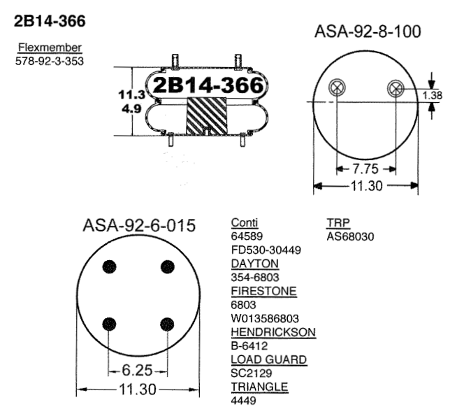 2 Bellows Air Spring | 2B14-366 Goodyear