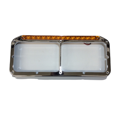 Rectangular Dual Headlight Bezel With LED Sequential Light Bar (Driver) - Amber LED/Amber Lens | United Pacific 32504