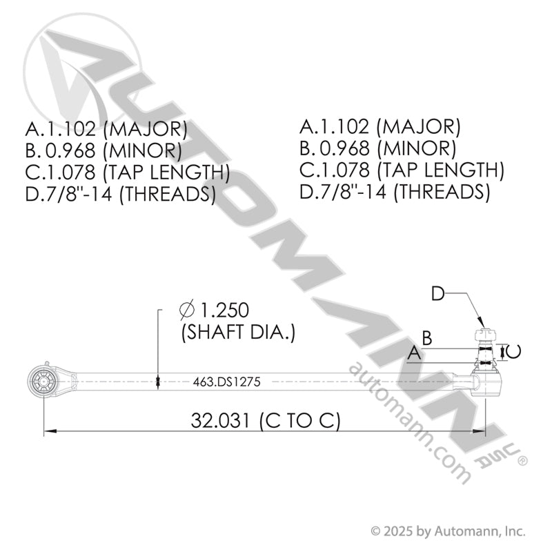 Drag Link 32.030in C to C Freightliner | 463.DS1275 Automann