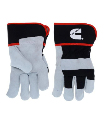 Black/Gray Split Leather Palm Gloves - XL | CMN35114 Cummins