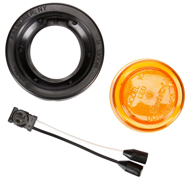 10 Series Yellow LED 2.5" Round Marker Clearance Light Kit, Fit 'N Forget M/C & Grommet Kit | Truck-Lite 10050Y