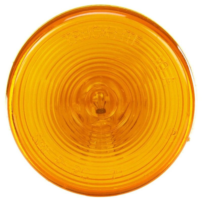 10 Series Incandescent Yellow 2.5" Round Marker Clearance Light, PL-10 Connection & Grommet Mount | Truck-Lite 10202Y3