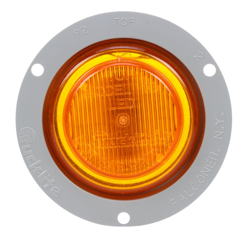 10 Series Yellow LED 2.5" Round Marker Clearance Light, Gray Poylcarbonate Flange Mount | Truck-Lite 10251Y