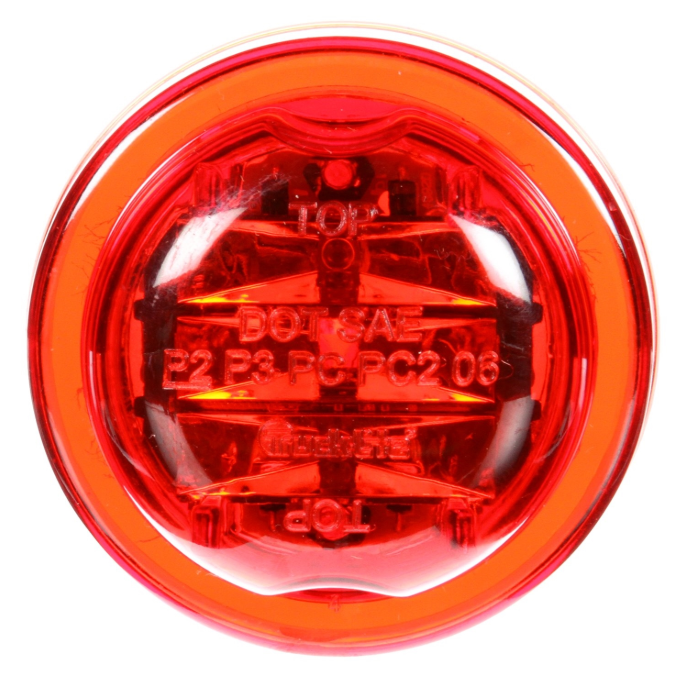High Profile 2.5" Round Red LED Marker Clearance Light, PL-10 & Grommet Mount | Truck-Lite 10275R