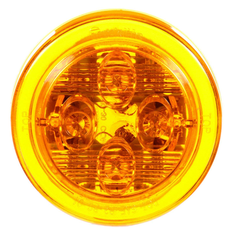 10 Series Low Profile Yellow LED 2.5" Round Marker Clearance Light, PL-10 & Grommet Mount | Truck-Lite 10286Y