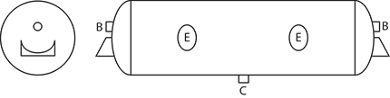 32" Air Tank with Inverted Bracket, 1425 cu. In | Tectran 2000DH