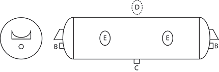 29-1/2" Air Tank with Inverted Bracket, 1488 cu. In | Tectran 2002T