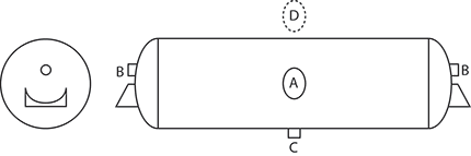 32" Air Tank with Inverted Bracket, 1425 cu. In | Tectran 2000BH