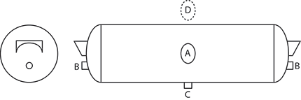 27-1/2" Air Tank with Standard Bracket, 1488 cu. In | Tectran 2001Q