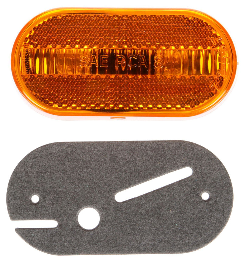Signal-Stat Yellow Incandescent 4" Oval Marker Clearance Light, White ABS Bracket Mount | Truck-Lite 1264A