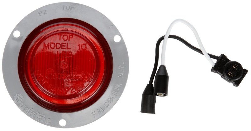 10 Series Red LED 2.5" Round Marker Clerance Light Kit, Gray Polycarbonate Flange Mount | Truck-Lite 15051R