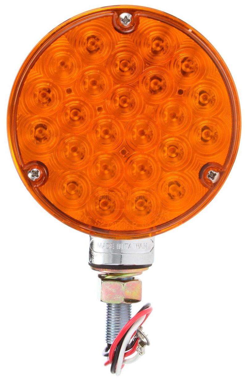 Signal-Stat Yellow LED 4.5" Round Pedestal Light, Hardwired & 1 Stud Mount | Truck-Lite 2751A