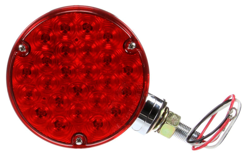Signal-Stat Red LED 4.5" Round Pedestal Light, Hardwired & 1 Stud Mount | Truck-Lite 2751