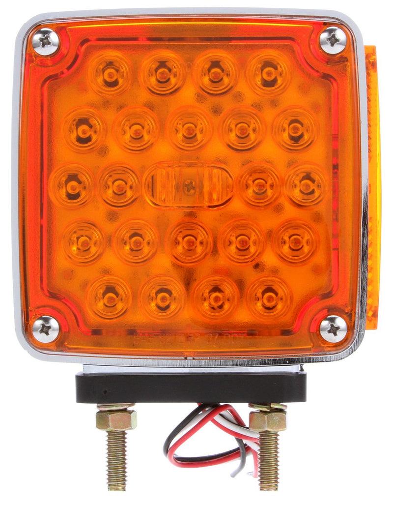 Signal-Stat Red/Yellow LED 4.5" Square Marker Clearance Light, Hardwired & 2 Stud Mount | Truck-Lite 2759