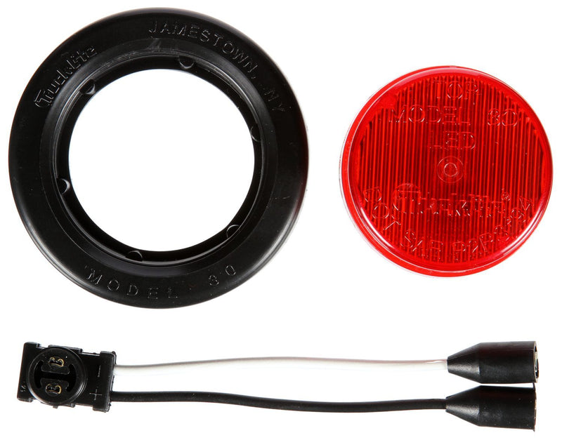 30 Series 2" Round Red LED Marker Clearance Light, Grommet Mount | Truck-Lite 30050R
