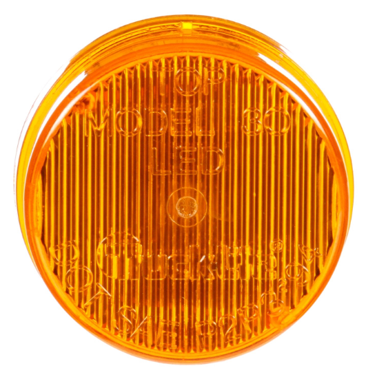 30 Series Yellow LED 2" Round Maker Clearance Light, Black PVC Grommet Mount | Truck-Lite 30050Y
