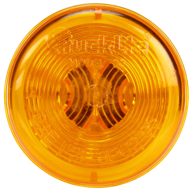 30 Series Incandescent Yellow 2" Round Marker Clearance Light, PL-10 Connection & Grommet Mount | Truck-Lite 30200Y3