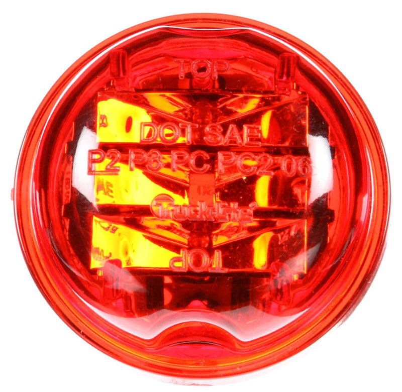 30 Series High Profile Red LED 2" Round Marker Clearance Light, PL-10 & Grommet Mount | Truck-Lite 30275R