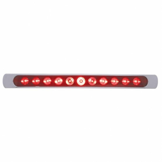 11 LED 17" Light Bar (Stop, Turn & Tail) With Chrome Bezel - Red LED/Red Lens | United Pacific 39251