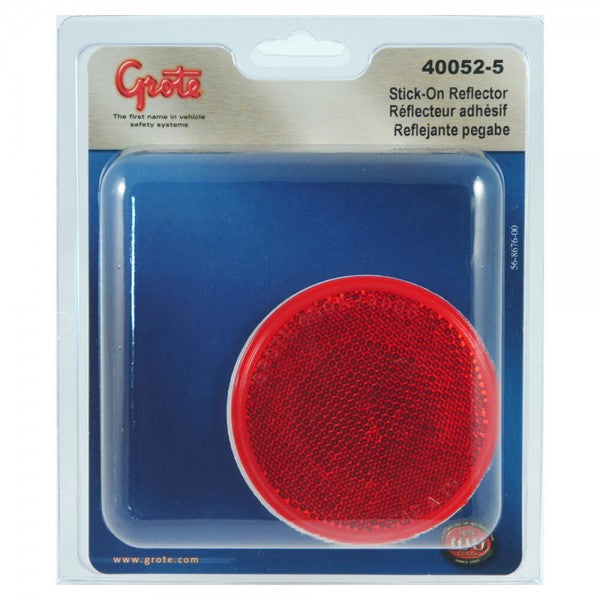 4" Round Red Stick-On Reflector | Grote 40052-5