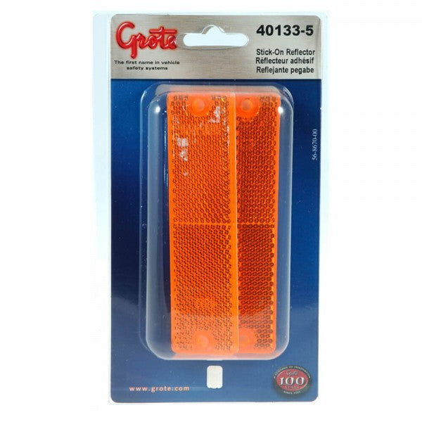 Amber Mini Stick-On / Screw-Mount Rectangular Reflector | Grote 40133-5