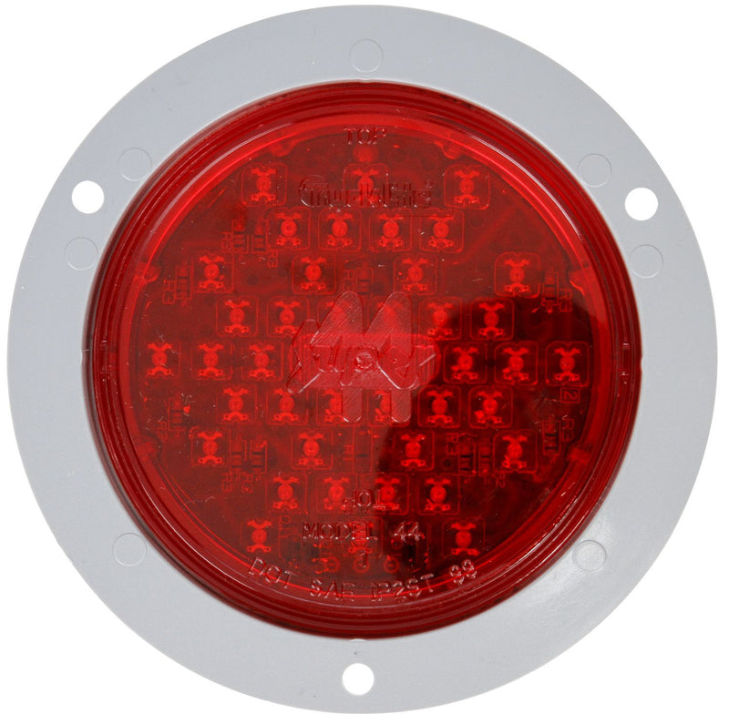 Super 44 4" Round Red LED Stop/Turn/Tail Light, Gray Flange Mount | Truck-Lite 44222R