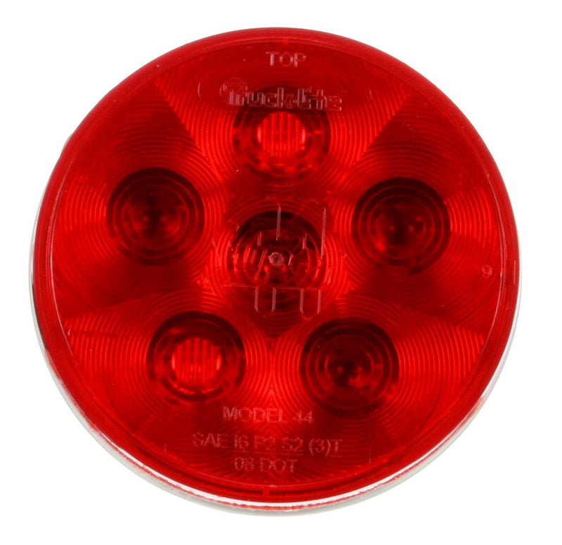 Super 44 Red 4" Round Stop/Turn/Tail Light, Fit 'N Forget S.S. & Grommet Mount | Truck-Lite 44302R3