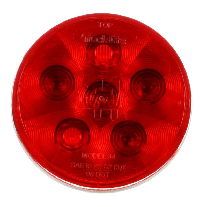 Super 44 Red 4" Round 6-Diode Stop/Turn/Tail Light, Fit 'N Forget S.S. & Grommet Mount | Truck-Lite 44302R