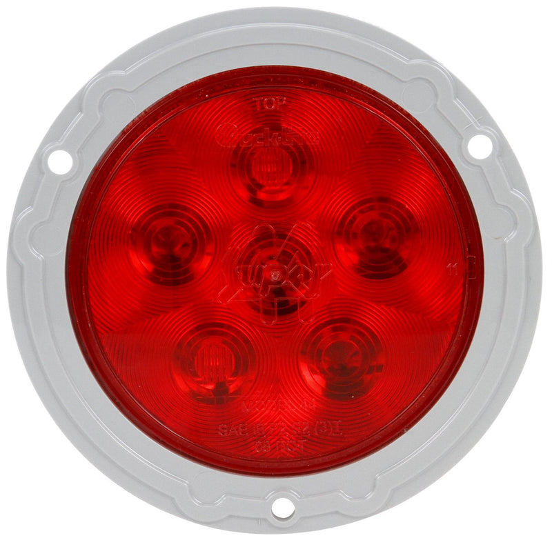 Super 44 Red LED 4" Round Stop/Turn/Tail Light, Fit 'N Forget S.S. & Gray Flange Mount | Truck-Lite 44322R