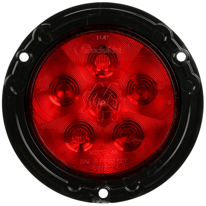 Super 44 Red LED 4" Round Stop/Turn/Tail Light, Fit 'N Forget S.S. & Flange Mount | Truck-Lite 44326R
