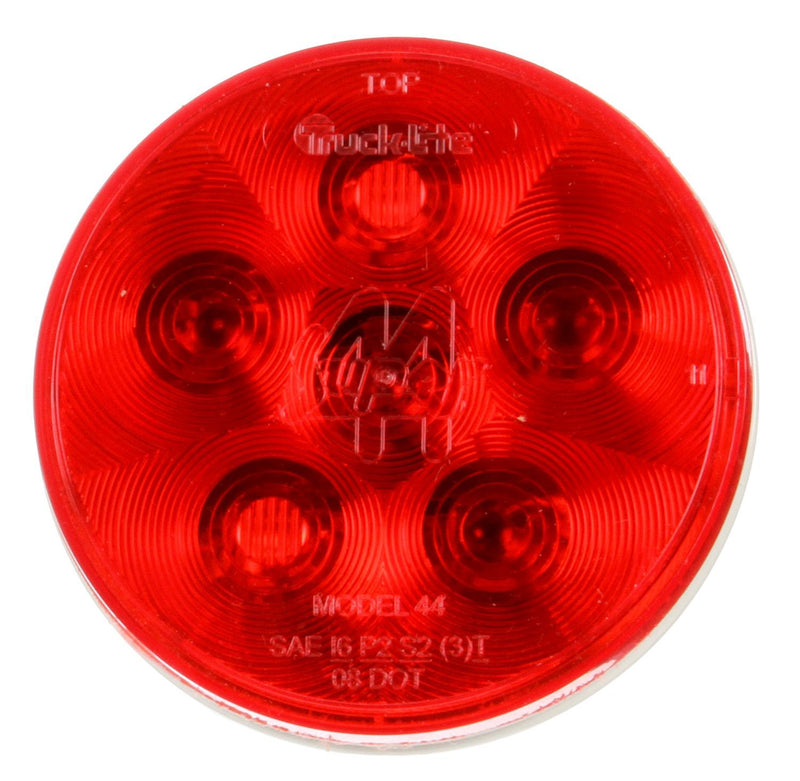 Super 44 Red LED 4" Round Stop/Turn/Tail Light, Straight PL-3 Female Connection | Truck-Lite 44351R