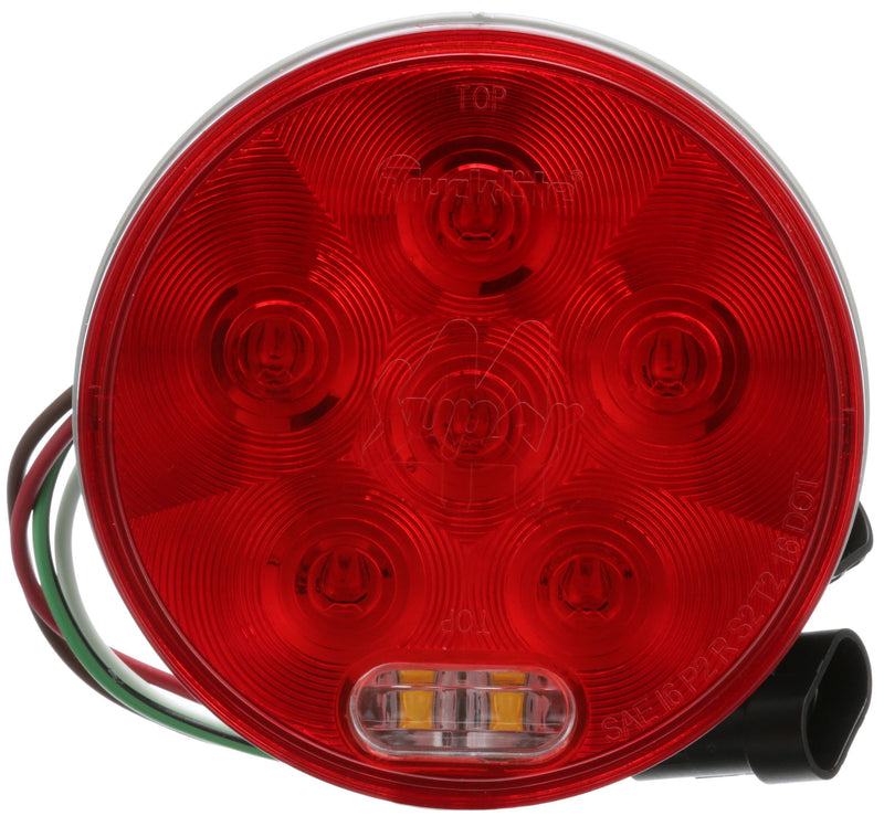Super 44 Red/Clear 4" Round Stop/Turn/Tail & Back-Up Light, Fit 'N Forget S.S. & Grommet Mount | Truck-Lite 44556R