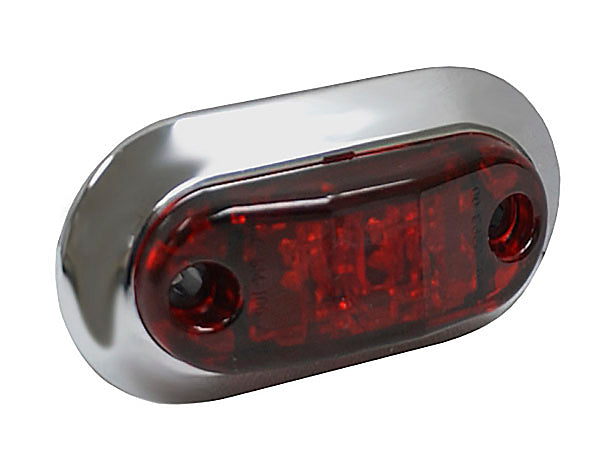 2 1/2" Red Oval LED Clearance Marker Light w/ Chrome Bezel | Grote 45002-5