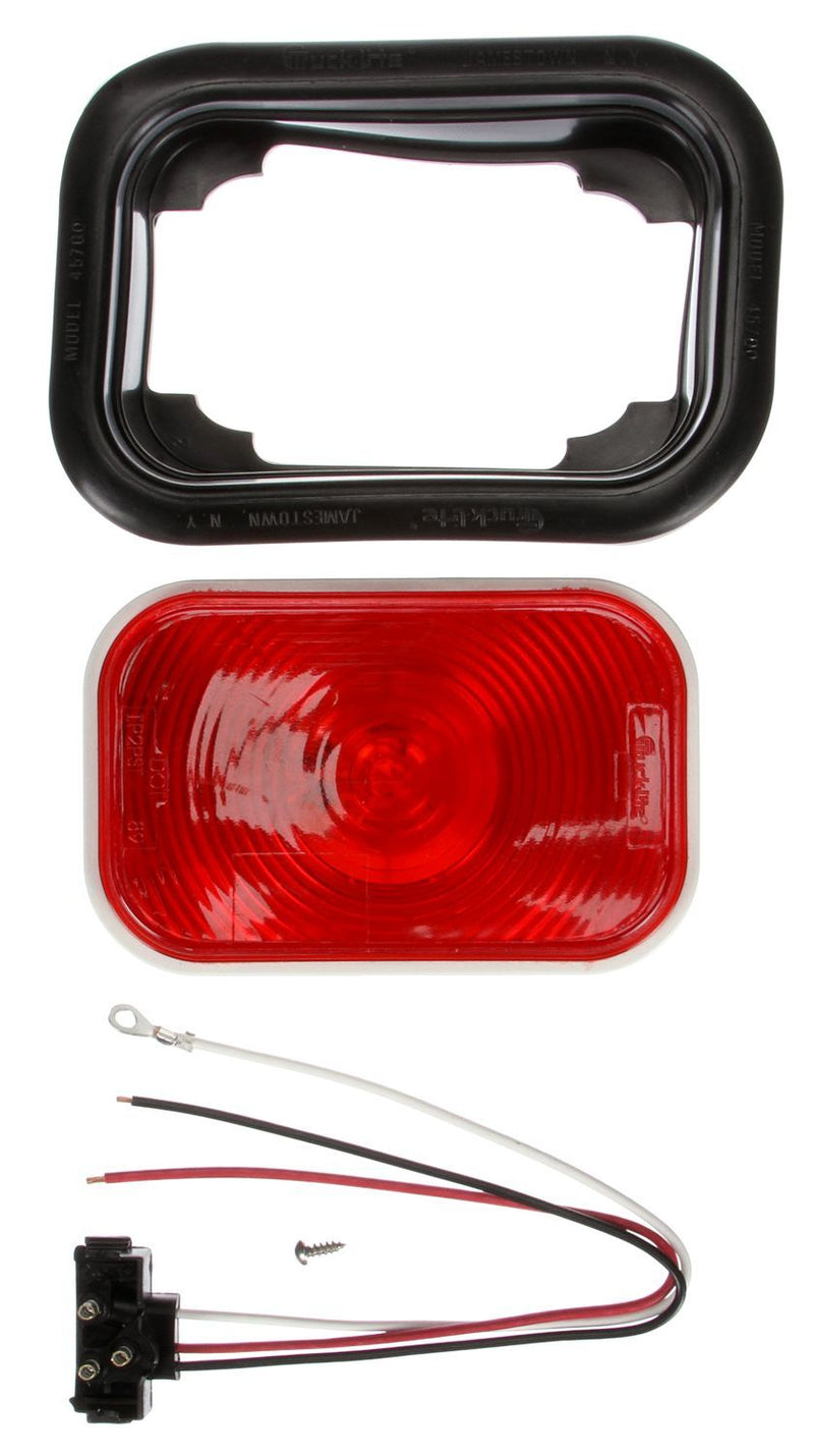 Super 45 Red Incandescent 3"x5" Rectangular Stop/Turn/Tail Light Kit, Grommet Mount | Truck-Lite 45002R
