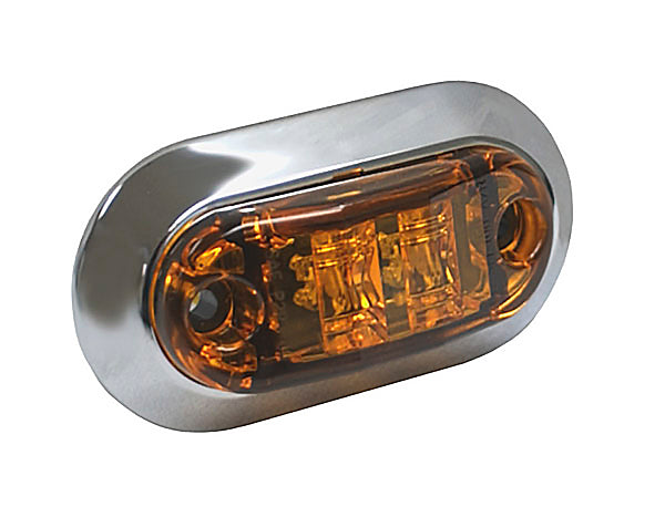 2 1/2" Amber Oval LED Clearance Marker Light w/ Chrome Bezel | Grote 45003-5