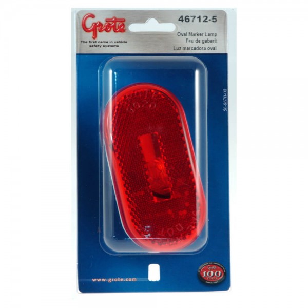 Red Single-Bulb 4" Oval Clearance Marker Light w/ Built In Reflector, Blunt Cut | Grote 46712-5