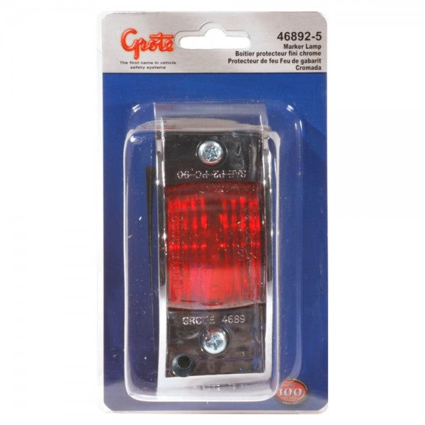 Chrome-Armored Red Clearance Marker Light | Grote 46892-5