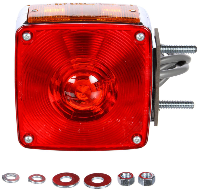 Signal-Stat Red/Yellow Incandescent 4" Square Pedestal Light for Vertical Mount, 2 Stud Mount | Truck-Lite 4805AY117