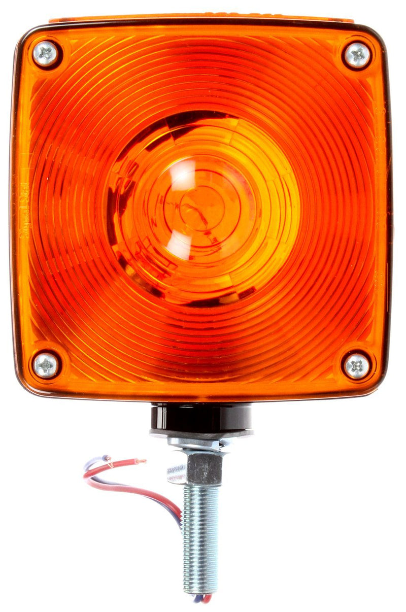Signal-Stat Red/Yellow Incandescent 4" Square Pedestal Light for Horizontal Mount, 1 Stud Mount | Truck-Lite 4810