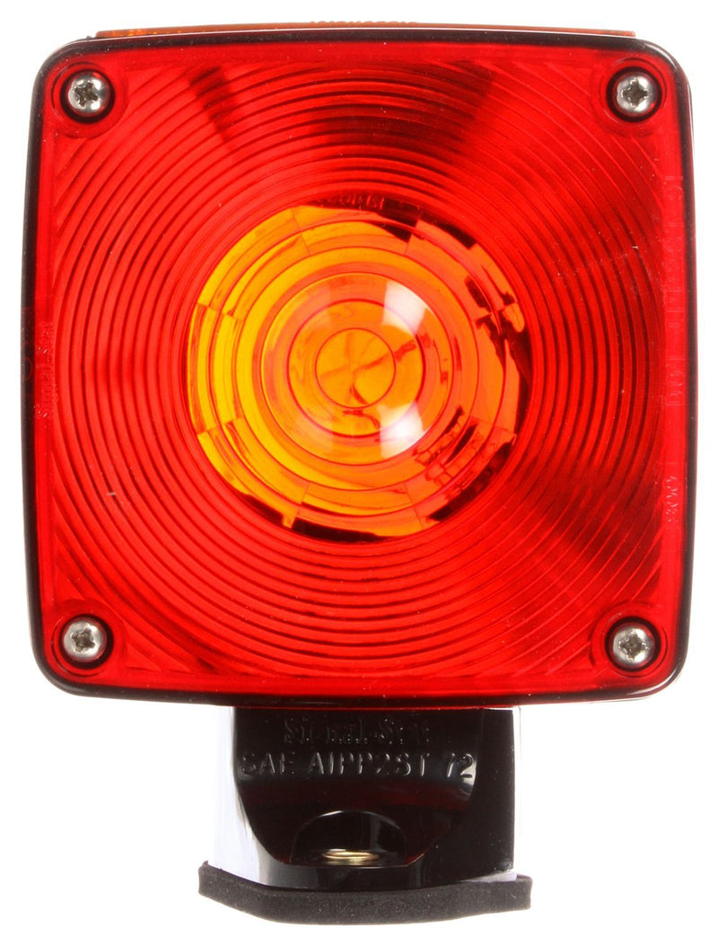 Signal Stat 4.5" Square Red/Yellow RH Pedestal Light, Horizontal Bracket Mount | Truck-Lite 4854