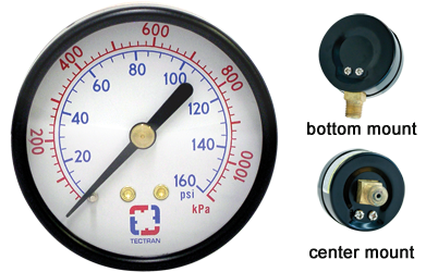 2" Pressure Gauge, 0-160 psi | 80G20CB16 Tectran