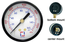 2.5" Bottom Mount Pressure Gauge, 0-160 psi | 80G25BM16 Tectran