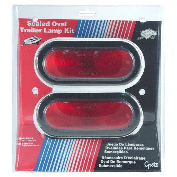 6" Oval Red Trailer Stop/Turn/Tail Submersible Lighting Kit | Grote 53082-5